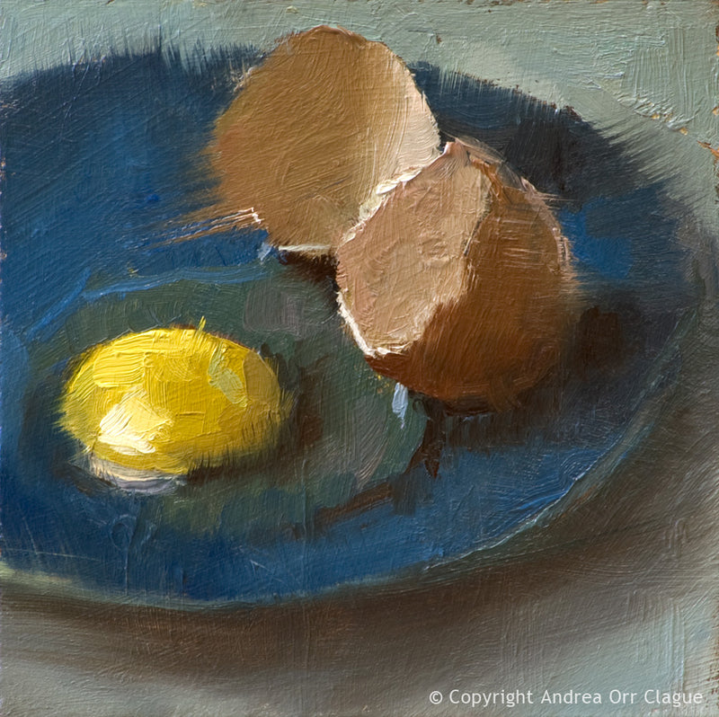 Egg on Blue Plate